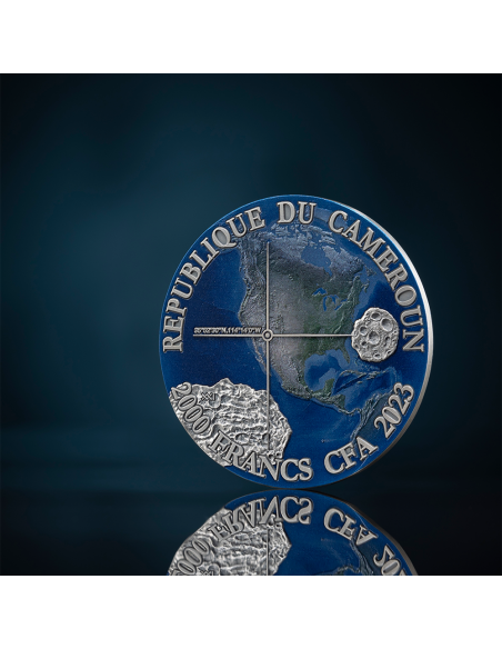 GOLD BASIN Meteorite Geography 50g Silver Coin 2000 Francs Cameroon 2023 - Coins & More - Cameroun