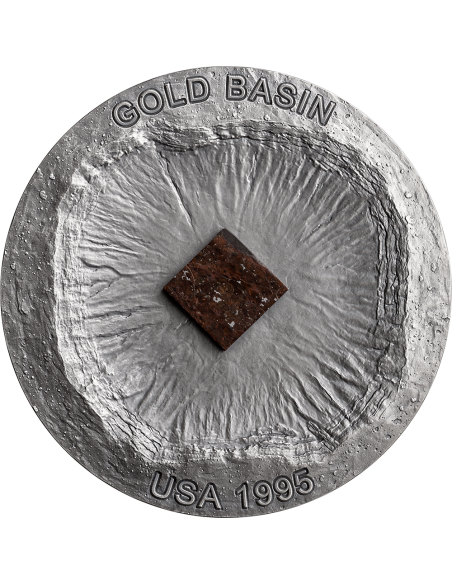 GOLD BASIN Meteorite Geography 50g Silver Coin 2000 Francs Cameroon 2023 - Coins & More - Cameroun