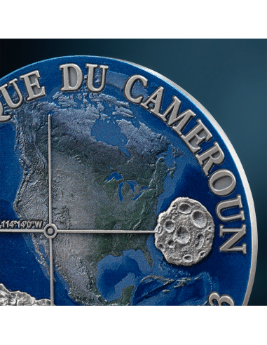 GOLD BASIN Meteorite Geography 50g Silver Coin 2000 Francs Cameroon 2023 - Coins & More - Cameroun