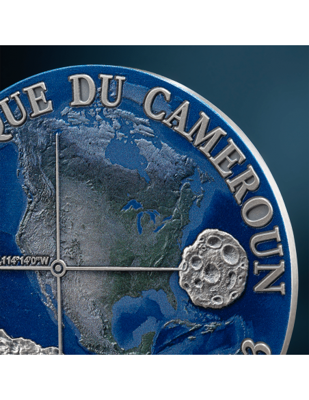 GOLD BASIN Meteorite Geography 50g Silver Coin 2000 Francs Cameroon 2023 - Coins & More - Cameroun