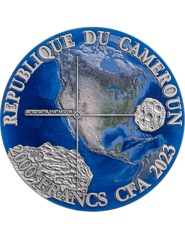 GOLD BASIN Meteorite Geography 50g Silver Coin 2000 Francs Cameroon 2023 - Coins & More - Cameroun