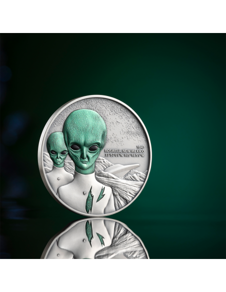 ROSWELL UFO INCIDENT Interstellar Phenomena 2 Oz Silver Coin 2000 Francs Cameroon 2024 - Coins & More - Kamerun