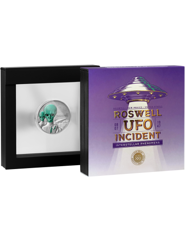 ROSWELL UFO INCIDENT Interstellar Phenomena 2 Oz Silver Coin 2000 Francs Cameroon 2024 - Coins & More - Kamerun