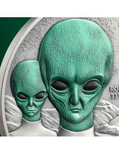 ROSWELL UFO INCIDENT Interstellar Phenomena 2 Oz Silver Coin 2000 Francs Cameroon 2024 - Coins & More - Kamerun