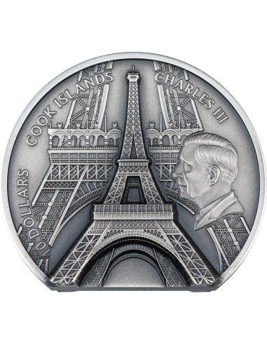 EIFFEL TOWER Historical Monuments 2 Oz Silver Coin 10$ Cook Islands 2024 - Coins & More - Islas Cook