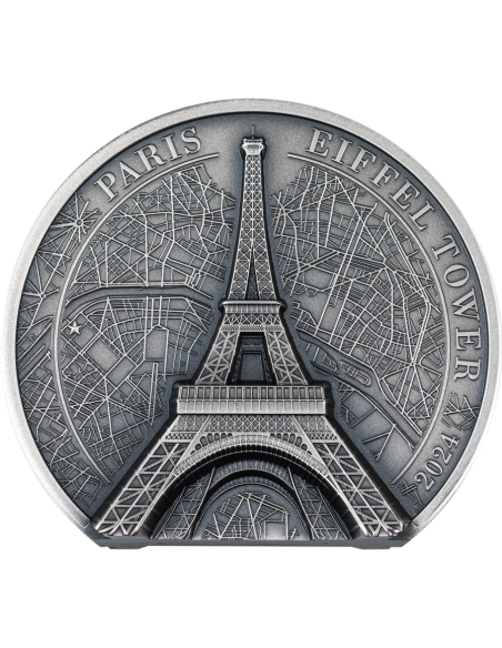 EIFFEL TOWER Historical Monuments 2 Oz Silver Coin 10$ Cook Islands 2024 - Coins & More - Islas Cook