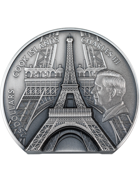 EIFFEL TOWER Historical Monuments 5 Oz Silver Coin 25$ Cook Islands 2024 - Coins & More - Îles Cook