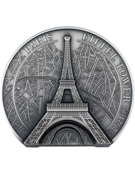 EIFFEL TOWER Historical Monuments 5 Oz Silver Coin 25$ Cook Islands 2024 - Coins & More - Îles Cook