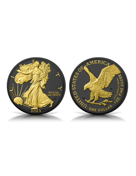 BLACK PLATINUM American Eagle 1 Oz Silver Coin 1$ USA 2023 - Coins & More - Usa