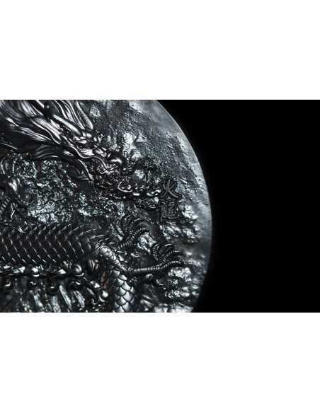 FIRE DRAGON Obsidian Black 9 Dragons Series 5 Oz Silver Coin 18888 Francs Chad 2024 - Coins & More - Chad