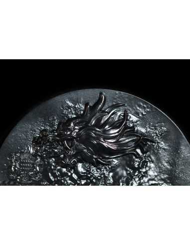 FIRE DRAGON Obsidian Black 9 Dragons Series 5 Oz Silver Coin 18888 Francs Chad 2024 - Coins & More - Chad