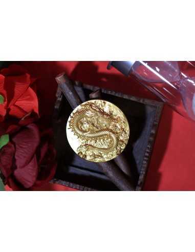 FIRE DRAGON Gold Gilded 9 Dragons Series 5 Oz Silver Coin 18888 Francs Chad 2024 - Coins & More - Tchad
