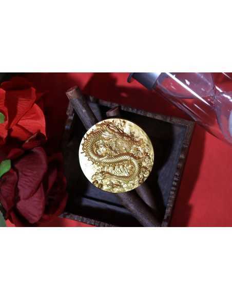 FIRE DRAGON Gold Gilded 9 Dragons Series 5 Oz Silver Coin 18888 Francs Chad 2024 - Coins & More - Tchad