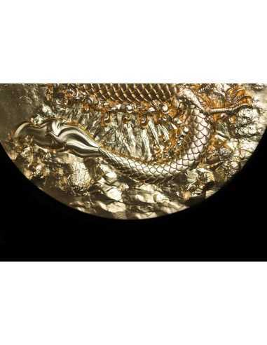FIRE DRAGON Gold Gilded 9 Dragons Series 5 Oz Silver Coin 18888 Francs Chad 2024 - Coins & More - Tchad