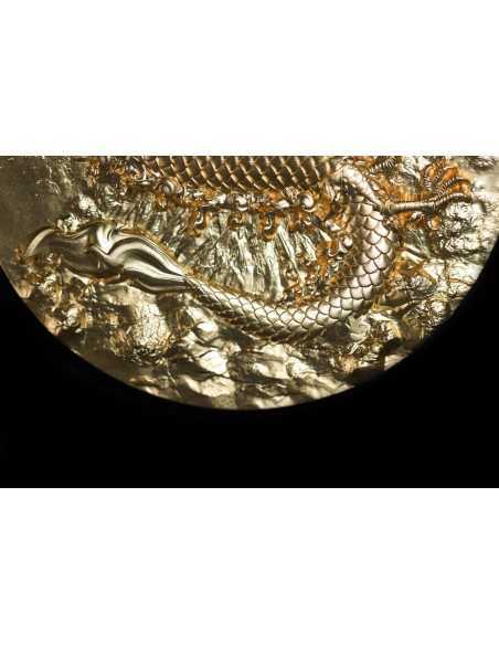 FIRE DRAGON Gold Gilded 9 Dragons Series 5 Oz Silver Coin 18888 Francs Chad 2024 - Coins & More - Tchad