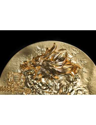 FIRE DRAGON Gold Gilded 9 Dragons Series 5 Oz Silver Coin 18888 Francs Chad 2024 - Coins & More - Tchad