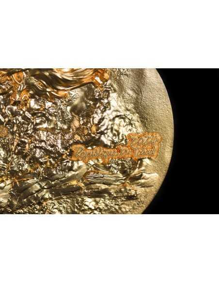 FIRE DRAGON Gold Gilded 9 Dragons Series 5 Oz Silver Coin 18888 Francs Chad 2024 - Coins & More - Tchad