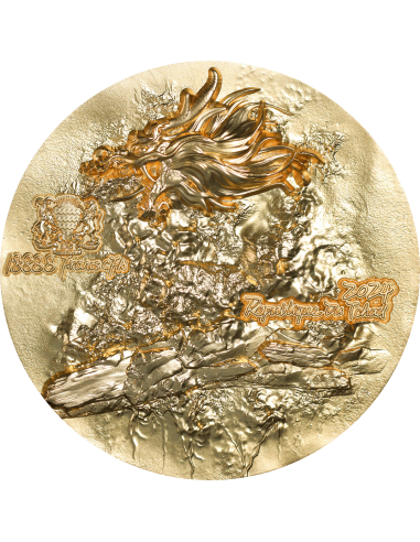 FIRE DRAGON Gold Gilded 9 Dragons Series 5 Oz Silver Coin 18888 Francs Chad 2024 - Coins & More - Tchad