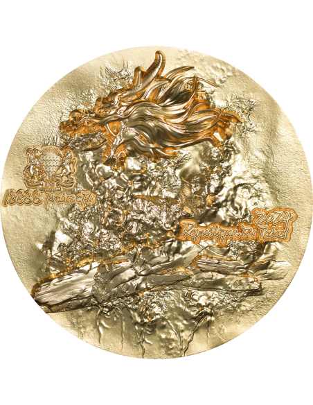 FIRE DRAGON Gold Gilded 9 Dragons Series 5 Oz Silver Coin 18888 Francs Chad 2024 - Coins & More - Tchad