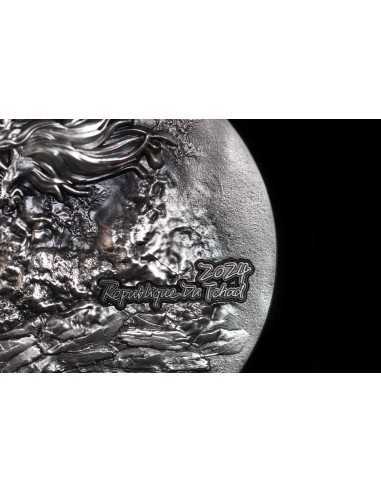 FIRE DRAGON Antique Finish 9 Dragons Series 5 Oz Silver Coin 18888 Francs Chad 2024 - Coins & More - Chad