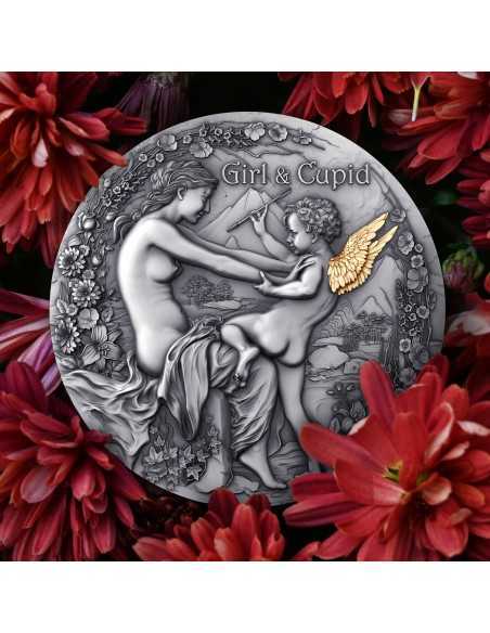GIRL AND CUPID 2 Oz Silver Coin 2000 Francs Cameroon 2023 - Coins & More - Camerún