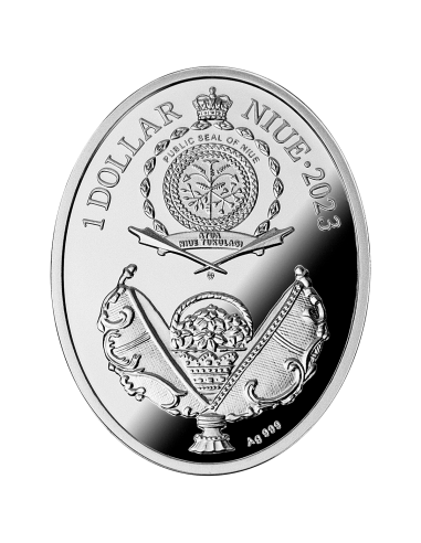 EGG WITH WATCH Faberge Eggs Silver Proof Coin 1$ Niue 2023 - Coins & More - Niue