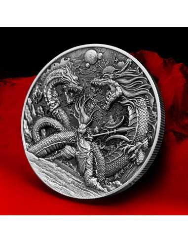 ZHU RONG God Of Fire 2 Oz Silver Coin 10000 Francs Chad 2024 - Coins & More - Chad