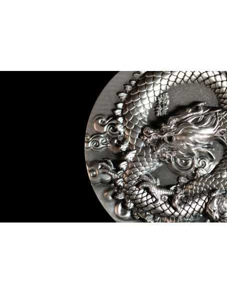 COILED DRAGON Antique Finish 9 Dragons Series 5 Oz Silver Coin 18888 Francs Chad 2024 - Coins & More - Tchad