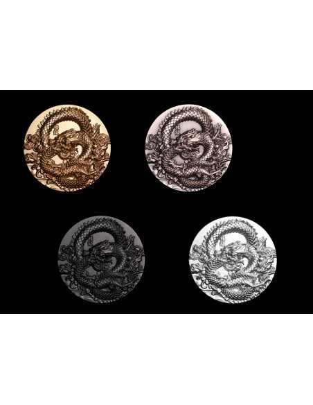 COILED DRAGON Antique Finish 9 Dragons Series 5 Oz Silver Coin 18888 Francs Chad 2024 - Coins & More - Tchad