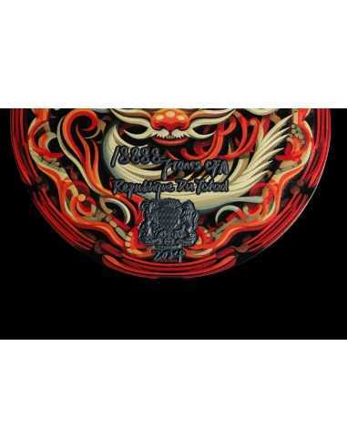 COILED DRAGON Obsidian Black 9 Dragons Series 5 Oz Silver Coin 18888 Francs Chad 2024 - Coins & More - Tchad