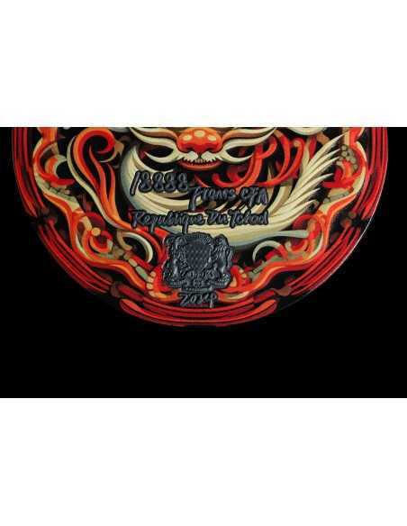 COILED DRAGON Obsidian Black 9 Dragons Series 5 Oz Silver Coin 18888 Francs Chad 2024 - Coins & More - Tchad
