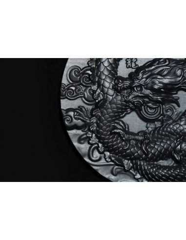 COILED DRAGON Obsidian Black 9 Dragons Series 5 Oz Silver Coin 18888 Francs Chad 2024 - Coins & More - Tchad