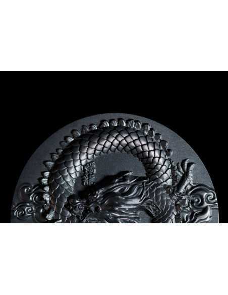COILED DRAGON Obsidian Black 9 Dragons Series 5 Oz Silver Coin 18888 Francs Chad 2024 - Coins & More - Tchad