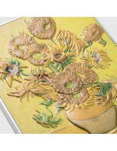THE SUNFLOWERS 1889 By Vincent Van Gogh Colored 2.5 Oz Silver & 120g Copper Coin 10000 Francs Chad 2024 - Coins & More - Chad