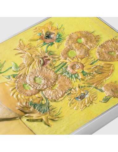 THE SUNFLOWERS 1889 By Vincent Van Gogh Colored 2.5 Oz Silver & 120g Copper Coin 10000 Francs Chad 2024 - Coins & More - Chad
