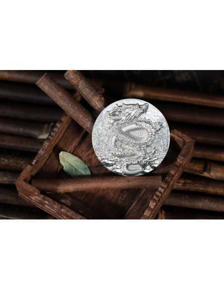 AZURE DRAGON Grace 9 Dragons Series 5 Oz Silver Coin 18888 Francs Chad 2024 - Coins & More - Chad