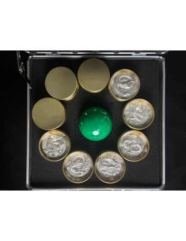 AZURE DRAGON Grace 9 Dragons Series 5 Oz Silver Coin 18888 Francs Chad 2024 - Coins & More - Chad