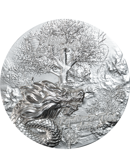 AZURE DRAGON Grace 9 Dragons Series 5 Oz Silver Coin 18888 Francs Chad 2024 - Coins & More - Chad