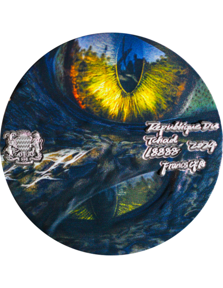 TORCH DRAGON Black Emissary Obsidian Black 9 Dragons Series 5 Oz Silver Coin 18888 Francs Chad 2024 - Coins & More - Chad