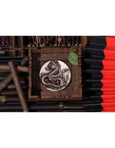 TORCH DRAGON Ember Antique Finish 9 Dragons Series 5 Oz Silver Coin 18888 Francs Chad 2024 - Coins & More - Chad