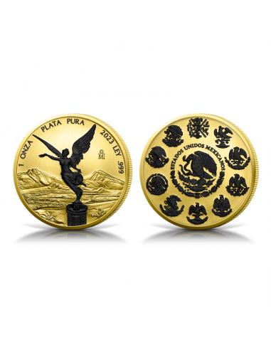 LIBERTAD Gold Black Platinum 1 Oz Silver Coin Mexico 2023 - Coins & More - Messico