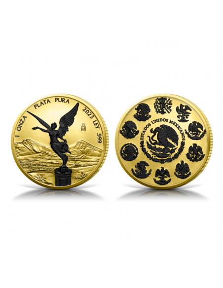 LIBERTAD Gold Black Platinum 1 Oz Silver Coin Mexico 2023 - Coins & More - Messico