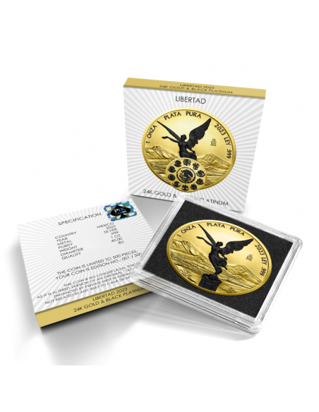 LIBERTAD Gold Black Platinum 1 Oz Silver Coin Mexico 2023 - Coins & More - Messico
