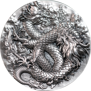 DRAGON OF RAIN AND CLOUD Streams Antique Finish 9 Dragons Series 5 Oz Silver Coin 18888 Francs Chad 2024 - Coins & More - Chad