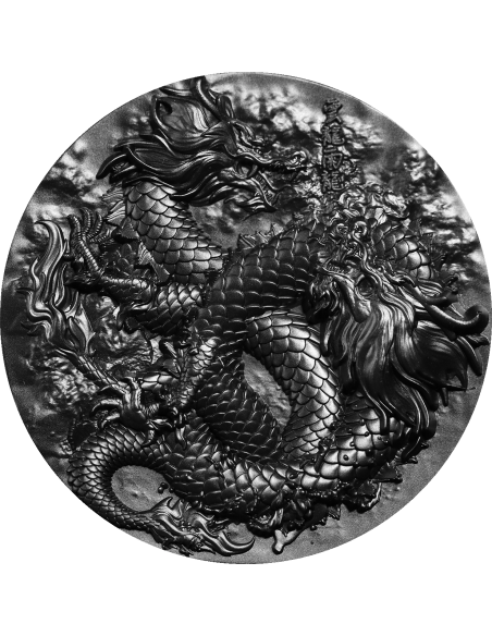 DRAGON OF RAIN AND CLOUD Black Depths Obsidian Black 9 Dragons Series 5 Oz Silver Coin 18888 Francs Chad 2024 - Coins & More ...