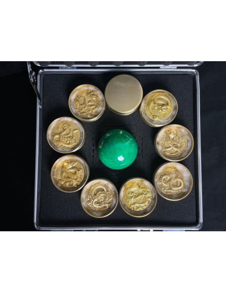 DRAGON OF RAIN AND CLOUD Torrent Gold Gilded 9 Dragons Series 5 Oz Silver Coin 18888 Francs Chad 2024 - Coins & More - Tchad
