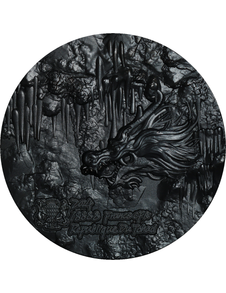 ANCESTRAL DRAGON Black Emperor Obsidian 9 Dragons Series 5 Oz Silver Coin 18888 Francs Chad 2024 - Coins & More - Chad