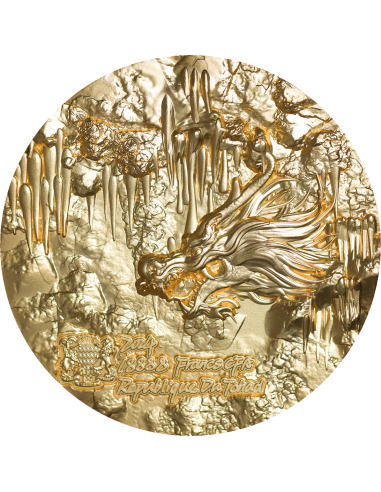 ANCESTRAL DRAGON Sovereignty Gold Gilded 9 Dragons Series 5 Oz Silver Coin 18888 Francs Chad 2024 - Coins & More - Chad