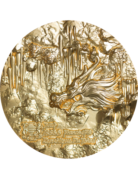 ANCESTRAL DRAGON Sovereignty Gold Gilded 9 Dragons Series 5 Oz Silver Coin 18888 Francs Chad 2024 - Coins & More - Chad