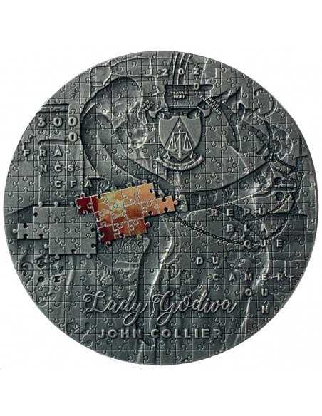 LADY GODIVA By John Collier So Puzzle Art 3 Oz Silver Coin 3000 Francs Cameroon 2020 - Coins & More - Camerun